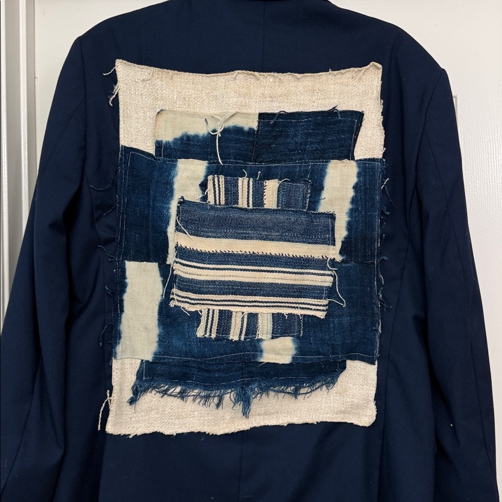Navy vintage custom patchwork blazer - menswear s… - image 10